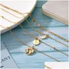 Collane con ciondolo Bohemian Moon Circle Map Collana per donna Fashion Mtilayer Chain Geometric Collier Collares New Drop Delivery Je Dhbfs