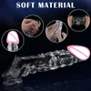 Dildos/Dongs 8.6 Inch Clear Cock Ring Extender Reusable Penis Sleeve with Vibrator Penis Ring Soft Dick Enlarger for Couples Reusable s L230518