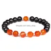 Perlé Nature Distance Bracelet Femmes Hommes 8Mm Pierre Naturelle Rock Oeil De Tigre Noir Onyx Perles De Guérison Stretch Lucky Yoga Bijoux Drop Dht4H