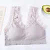 Canotte Canotte Intimo senza cuciture Donna Crop Top Lingerie sexy femminile senza anello in acciaio Bralette sportiva imbottita Canotta in pizzo