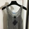 Designer Dress Women Shiny Rhinestone Prades Bag Dress Sexy Crop Top Vest Fashion Denim Top Partydress Sleeveless Sling Vests Woman Promdress 3 Styles 298