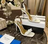 23S / S Designer De Luxe Temptation AquazzurSa Chaîne Amour Slingback Sandales Chaussures Pour Femmes Blanc Noir Jaune Peep Toe Sexy Sling-back Talons Hauts Fête De Mariage De Mariée