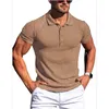 Polos masculinos Summer Polo Men Men Stripe Solid Fitness Elasticity Sports Camisetas de manga curta Moda de malha masculina Camiseta V Roupas de camisetas