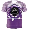 Herren-T-Shirt, T-Shirt, optische Täuschung, Rundhalsausschnitt, Rundhalsausschnitt, Grün, Lila, Hellgrün, Rosa, Dunkellila, 3D-Druck, Übergröße, lässig, täglich, kurzärmelig, Kleidung, Vintage