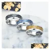 Pierścienie zespołu Pierścień 8 mm Sier Gold Letter Finger Palec ze stali nierdzewnej Brave Nadzieja Inspirująca biżuteria Kobiety mężczyźni upuszcza dostawa dhvxn