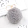 Keychains Lanyards Gold Imitated Rabbit Fur Ball Keychain Nyckelkedja Pom Pomkey Ring för väskor Drop Delivery Fashion Accessories DH6SJ