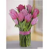 Greeting Cards Pop Up Pink Tips 12 Inch Life Sized Flower Bouquet 3D Popup With Note Card And Envelope Drop Delivery A Dhd6J