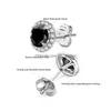 Boucles D'oreilles Winos 925 Sterling Sier Classique Réel 6Mm 0.8Ct Noir Mossstone Femmes Hommes Bijoux De Fête De Haute Qualité Dr Dhgarden Dhfzr