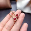 Stud Earrings Gift Real And Natural Ruby Earring Gemstone Jewelry 925 Sterling Silver For Women Party Ring