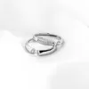 S925 Sterling Silver Parringar för älskare Öppna manschett Shiny Cubic Zirconia Band Ring Simple and Advanced Lovers Wedding Party Bridal Finger Rings Opening Smycken