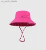 Chapéus de aba larga Mulher marca de luxo Chapéus largos Designer de verão Le Bob Andichaut Bucket Hat Solid Metal Letter Hat L230523
