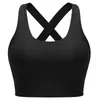 Actieve shirts Solid Yoga Crop Top Sports Longline Bra Verwijderbare Cup Training Women Gym Tank Fitness Snelle droge hardloopkleding