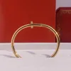 Luxury Classic Nail Armband Love Fashion unisex manschett Par Bangle Gold Jewelry Valentine's Day