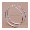 Dangle Chandelier Sier Plated Ear Studs Womens Large Round Hoop Earrings Jewelry Big Circle Drop Delivery Dhmgu