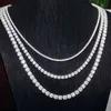 Missanita Link Chain 2mm 3mm tênis chian vvs moissanite diamante jóias finas colar de pingente de prata pura