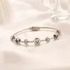 Luxury Bangles Brand Letter Bracelet Famous Women 18K Gold Plated Stainless steel Pearl Wristband Link Chain Couple Gifts Jewelry Accessories