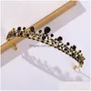 Tiaras Bridal Crown Headwear Birthday Headdress Black Rhinestones Retro Luxury Hair Accessories Drop Delivery Jewelry Hairjew Dhayo