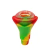 Smoking Colorful Silicone Bubbler More Style 14MM 18MM Male Double Joint Herb Tobacco Filter Glass Porous Bowl Oil Rigs Waterpipe Bong DownStem Cigarette Holder DHL