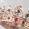 Autres accessoires de mode Baroque King Queen Big Round Crown Strass colorés luxueux avec diadème de perles J230525