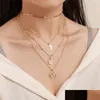 Collane con ciondolo Bohemian Moon Circle Map Collana per donna Fashion Mtilayer Chain Geometric Collier Collares New Drop Delivery Je Dhbfs