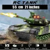 Elektrik/RC Araba 55/44cm Büyük RC Tank Battle Radyo Kontrolünde Radyo Kontrollü Tanklar İçin Dünya Savaş Makinesi Askeri Araba Ordu Kamyon Çocuk Oyuncaklar Çocuk 230525