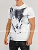 T-Shirt Homme Tee Shirt Tee Graphique Animal Loup Col Rond Bleu Gris Blanc Noir Impression 3D Grande Taille Rue Causal Manches Courtes Imprimé Vêtements Vêtements Actif Anime