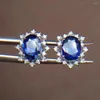 Stud Earrings T1210 Sapphire 18 K Gold Jewelry Natural 2.08ct Royal Blue Gemstones For Women