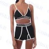 V Nek Suspectder Swimsuit Dames High Tailed Bikini Letter Logo Split zwemkleding Nieuwe damesbeha