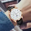 Polshorloges Wokai hoogwaardige mode -universum heren lederen riem kwarts Watch Business Three Eyes Sports Clock Simple Retro