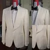 Mäns kostymer Vita herrdräkt en bit blazer -knapp ren lapel affär smal passande smoking formell bröllop brudgum skräddarsydd dräkt homme
