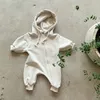 Barboteuses Baby Pocket Hooded Zipup Jumpsuit born Clothes Boy Comfy Romper with Zip Girls Climbing 230525