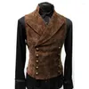 Men's Jackets Gothic Steampunk Velvet Vest Men Prom Costume Stage Cosplay Double Breasted