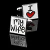 Cuff Links Luxury I Love My Wife Shirt Men's Square Brand Cufflinks High Quality Silver Abotoaduras Jewelry G220525