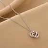 Colares pendentes 2023 Trendy Korea Double Love Colar Heart Women Women Simples Stoinless Aço Aum para Valentine Gift