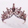 Other Fashion Accessories Baroque Vintage Purple Crystal Beads Bridal Tiaras Crown Bride Hairband Black Rhinestone Pageant Diadem Wedding Hair Access J230525