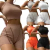 Sommar 2023 Casual Shorts passar kvinnor Tracksuits 2 Piece Set Outfits Crop Top Sleeveless Sportsuit Fashion Clothing