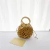 Girls hollow weaving handbags 2022 fashion children drawstring nets bag summer kids beach holiday handbag