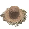 Brede rand hoeden Europese en Amerikaanse mode dames zomer handgemaakte grote baardrand wild opvouwbare strandstro hoed zon haatwide Davi22