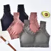 Camisoles Tanks Nahtlose Unterwäsche Frauen Crop Top Weibliche Sexy Dessous Ohne Stahlring Abgeschnitten Sport Bralette Gepolsterte Camisole Spitze