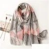 Scarves Spring Fashion Autumn Women Viscose Scarf Lovely Floralwork Hijab Shawls And Wraps Female Foards Echarpe Muslim 180X90Cm Dro Dhiex