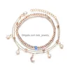 Bracelets de cheville Boho Style étoile lune cheville mode Mtilayer pied chaîne cheville Bracelet pour femmes plage accessoires cadeau livraison directe bijoux Dhaib