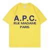 T mens skjortor 2023 Summer Fashion Men/Women T -shirts överdimensionerade APC Print Hip Hop Kort ärmskjortkläder Korean Style Streetwear Top Tee - Op EE