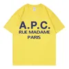 APC French Fashion Brand Mens T-Shirts Print Letter Designer T Shirts For Womens Luxury T Shirts Streetwear Couple Tees Women Oversized Shirts APC Tshirts 1001