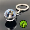 Key Rings Virgin Mary Luminous Pendant Double Sided Glass Ball Metal Luxury Brand Keychain G230525