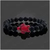 Perline Summer Beach Sea Turtle Beads Bracciale per uomo Charm Black Lava Bracciali in pietra naturale Hade Strand Braccialetti elastici Gioielli D Dhsrq