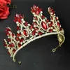 Andere mode -accessoires A29 Wedding Tiaras en kronen Red Rhinestone Bridal Hair Sieraden Retro Crystal Women Headpiece Barokke headdband Queen Headw J230525