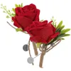 Fleurs décoratives 2 pièces Roses frais fête de mariage faveurs boutonnières Corsage boutonnière marié Corsages