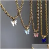 Pendant Necklaces Faceted Chain Butterfly Choker Necklace Twisted Rope For Women Summer Jewelry Drop Delivery Pendants Dhy3B
