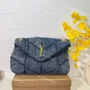 Original loulou puffer axelväska 30 cm kedja handväska medium tygväskor märkesdesigner messenger crossbody purses plånbok 3 färg denim canvas tyg med låda