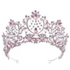 Autres accessoires de mode KMVEXO baroque magnifique grand diadèmes strass rose bijoux de cheveux pour les femmes cristal couronne de mariage mariée chapeaux fête Jewe J230525